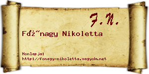 Fónagy Nikoletta névjegykártya